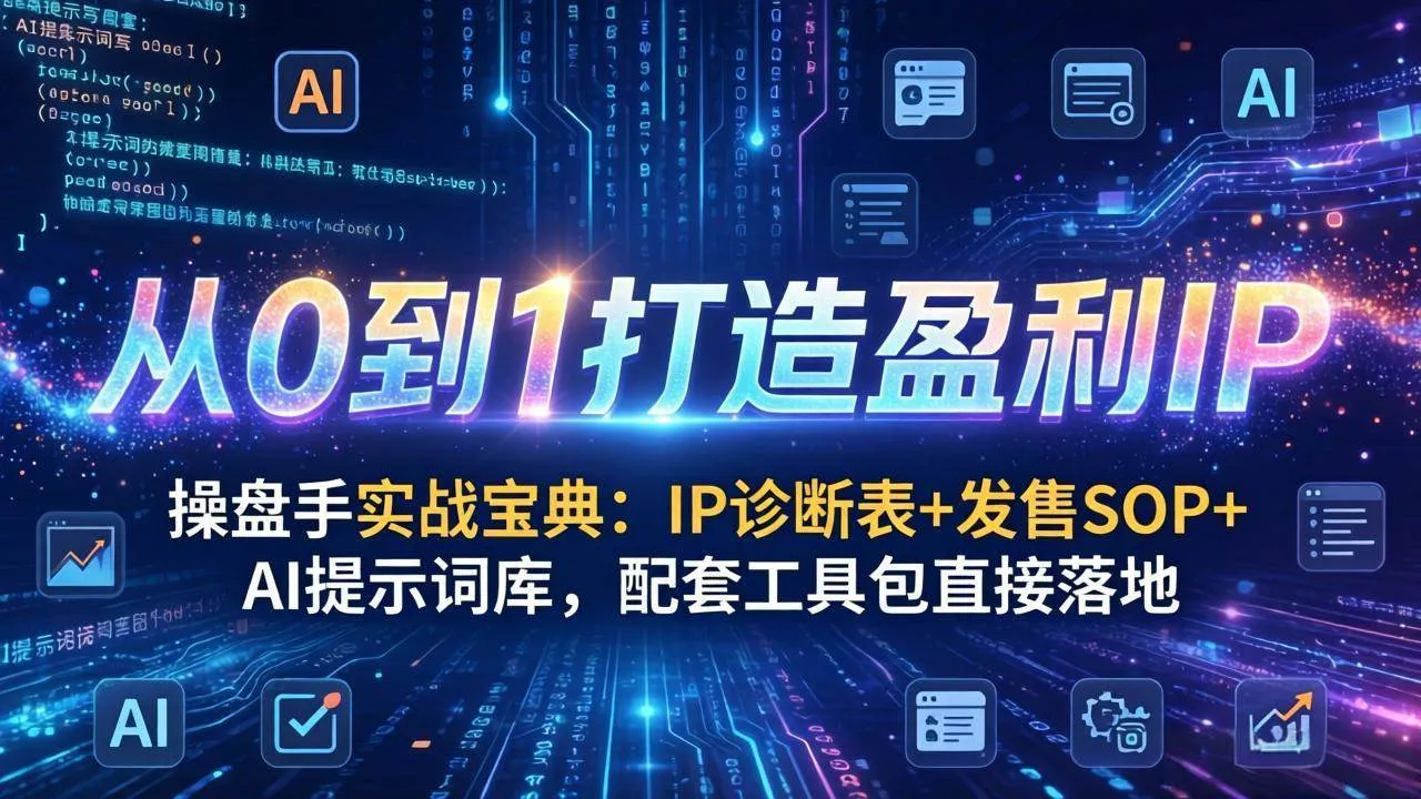 （17593期）操盘手实战宝典：IP诊断表+发售SOP+AI提示词库，配套工具包直接落地，从0到1打造盈利IP