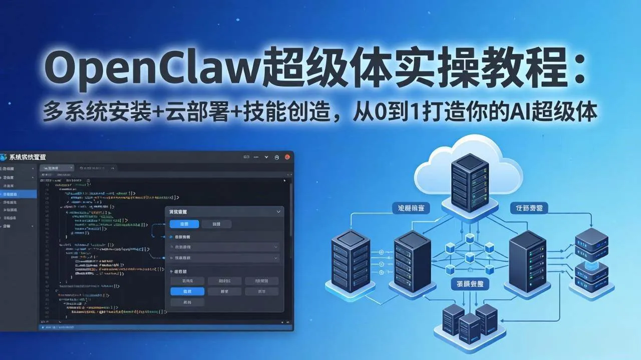（17603期）OpenClaw-小龙虾 超级体实操教程：多系统安装+云部署+技能创造，从0到1打造你的AI超级体