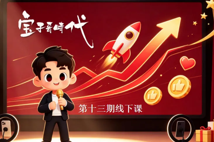 宝子哥抖音直播第13期VIP线下课9月5-6日,26年最值得看的直播课程,快速突破直播间流量瓶颈,打造高效起号闭环