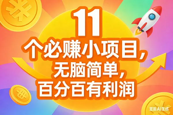 （17351期）11个必赚小项目，无脑简单，百分百有利润，副业首选，日入300+