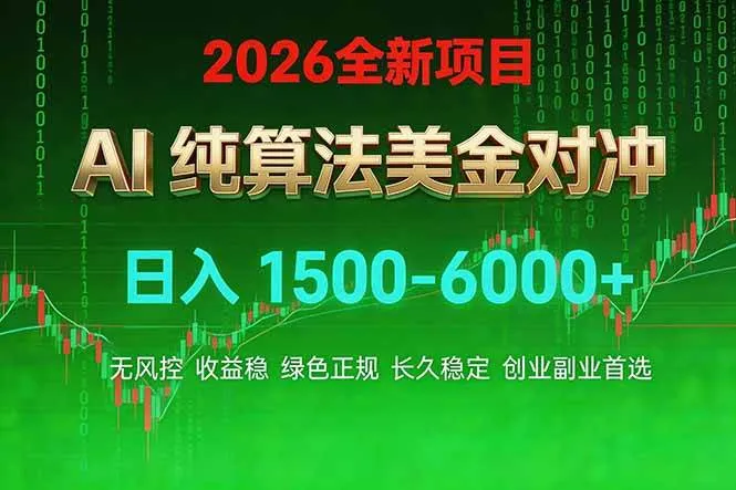 (17466期)2026 全新美金对冲项目,不套平台赠金,不封号,纯算法对冲,日入 1500-6000+
