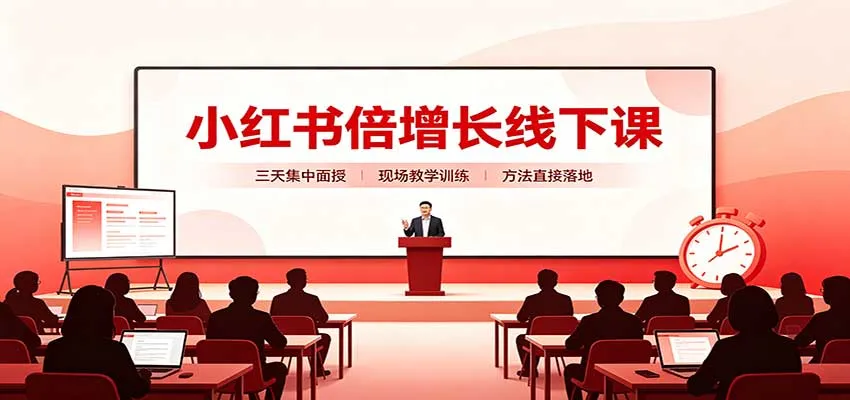 小红书倍增长线下课：三天集中面授，拆解选品、素材制作与起号全链路