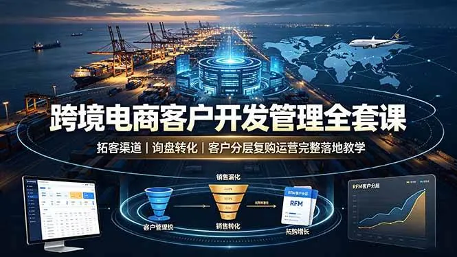 (19274期)跨境电商客户开发管理全套课·拓客渠道|询盘转化|客户分层复购运营完整落地教学