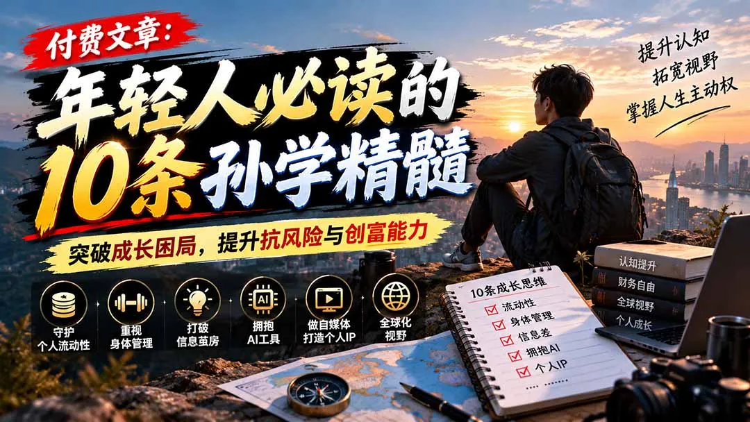 付费文章:年轻人必读的10条孙学精髓,突破成长困局,提升抗风险与创富能力