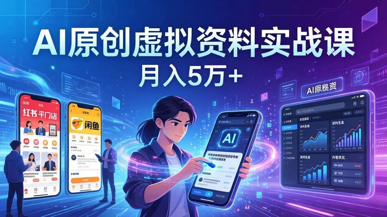 (17657期)AI原创虚拟资料实战课:2026新机会,小红书闲鱼开店,普通人用AI轻松变现,月入5万+