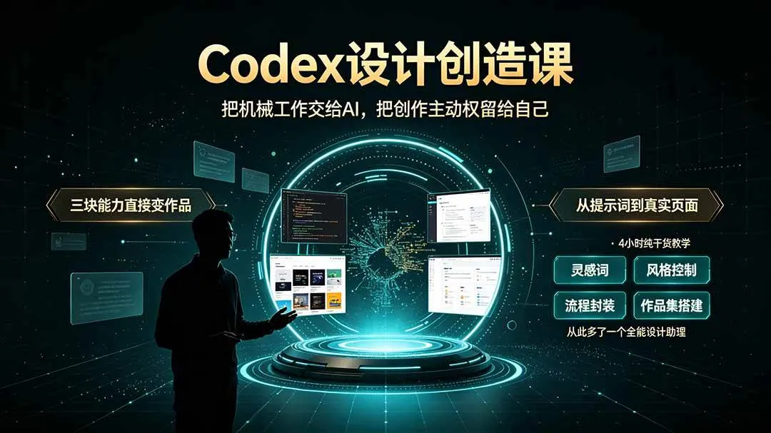（19362期）Codex设计创造课-2期，小白也能掌握的Codex设计创造技巧，把机械工作交给AI，把创作主动权留给自己