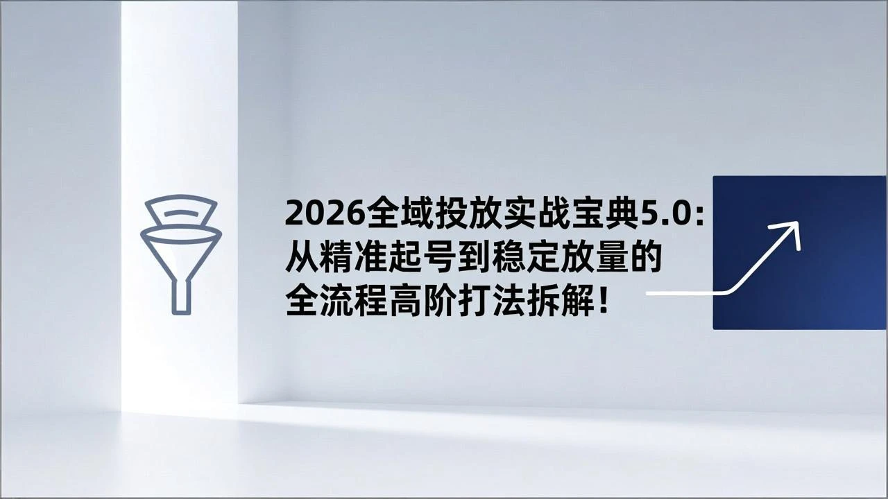 2026全域投放实战宝典5.0：从精准起号到稳定放量的全流程高阶打法拆解！