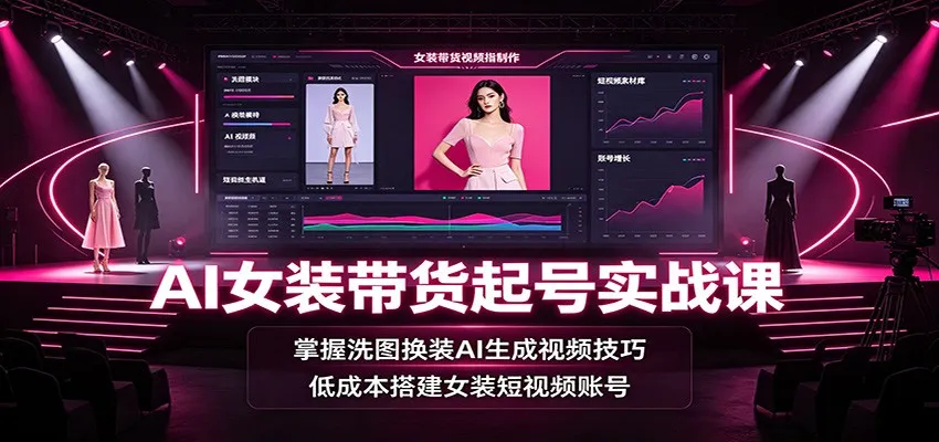 AI女装带货起号实战课:掌握洗图换装AI生成视频技巧,低成本搭建女装短视频账号 AI女装带货起号实战课:掌握洗图换装AI生成视频技巧,低成本搭建女装短视频账号