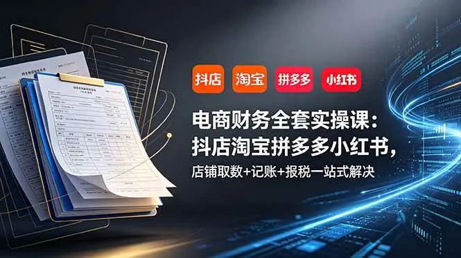 (19001期)电商财务全套实操课:抖店淘宝拼多多小红书,店铺取数+记账+报税一站式解决 (19001期)电商财务全套实操课:抖店淘宝拼多多小红书,店铺取数+记账+报税一站式解决