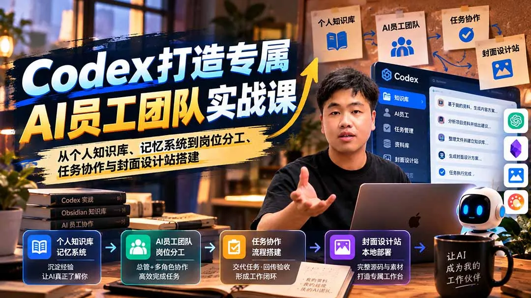 【无水印】Codex打造专属AI员工团队实战课:从个人知识库、记忆系统到岗位分工、任务协作与封面设计站搭建