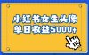 （6725期）长期稳定项目，小红书女生头像号，最高单日收益5000+适合在家做的副业项目