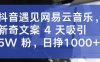 抖音遇见网易云音乐,新奇文案 4 天吸引 5W 粉,日挣1000+