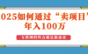 2025年如何通过“卖项目”实现100万收益：最具潜力的盈利模式解析