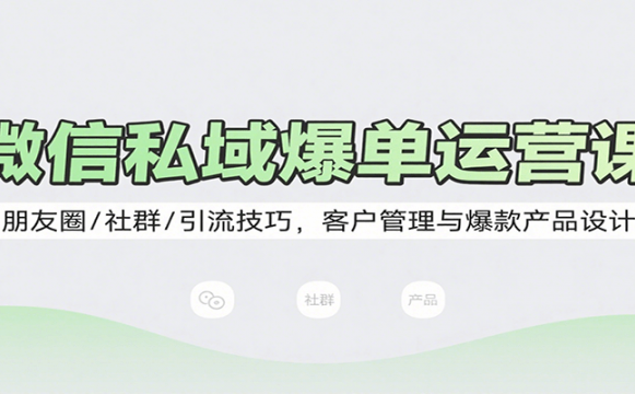 微信私域爆单运营课：朋友圈/社群/引流技巧，客户管理与爆款产品设计