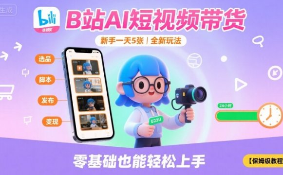 B站AI短视频带货,新手一天5张,全新玩法【保姆级教程】
