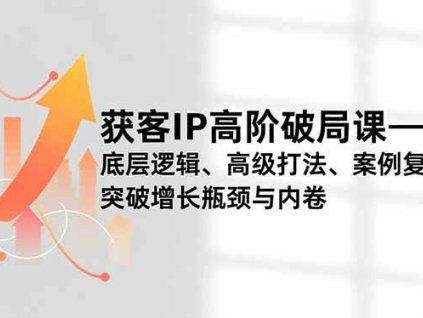 (16804期)获客IP高阶破局课,底层逻辑、高级打法、案例复盘,突破增长瓶颈与内卷
