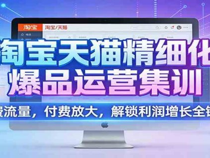 淘宝天猫精细化爆品运营集训:免费流量,付费放大,解锁利润增长全链路