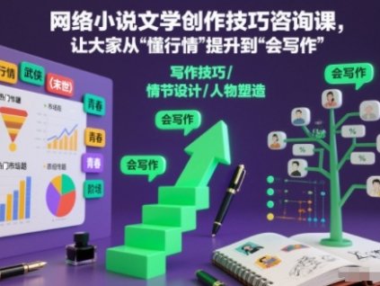 网络小说文学创作技巧咨询课,让大家从“懂行情”提升到”会写作”的高度
