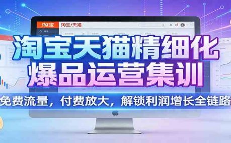 淘宝天猫精细化爆品运营集训:免费流量,付费放大,解锁利润增长全链路