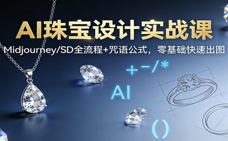 AI珠宝设计实战课:Midjourney/SD全流程+咒语公式,零基础快速出图